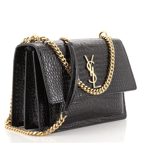 ysl croc embossed sunset bag|saint laurent sunset bag.